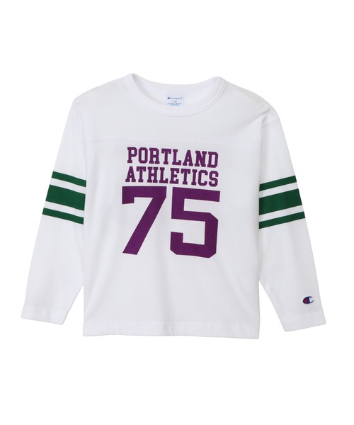 Champion（チャンピオン）の「【Champion/チャンピオン】キッズ ロングスリーブフットボールTシャツ（Tシャツ/カットソー・キッズ・オートミール/ブラック系その他/ホワイト・130/120/110/100/160/150/140）」の2枚目の写真