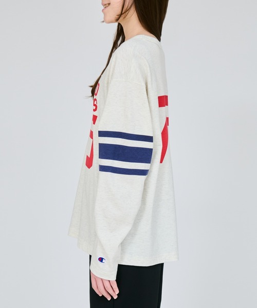 Champion（チャンピオン）の「【Champion/チャンピオン】キッズ ロングスリーブフットボールTシャツ（Tシャツ/カットソー・キッズ・オートミール/ブラック系その他/ホワイト・130/120/110/100/160/150/140）」の21枚目の写真