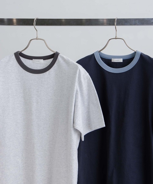 flaner（フラネ）の「Loose ringer tee / ルーズリンガーTシャツ（Tシャツ/カットソー・レディース・ネイビー/アッシュグレー・MEDIUM/LARGE）」の17枚目の写真