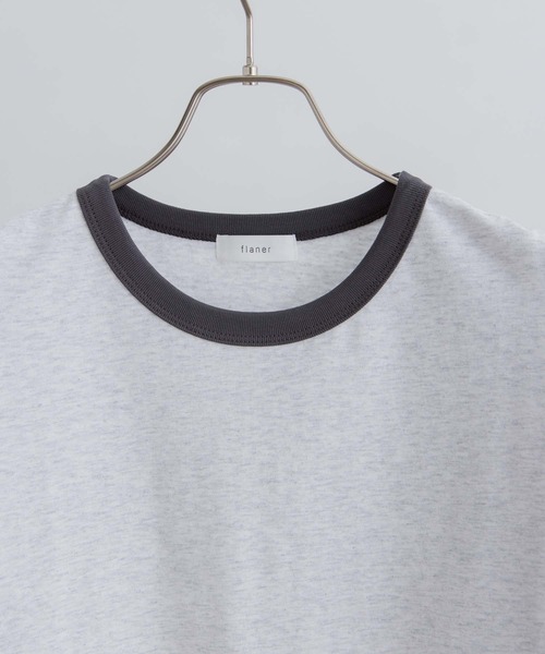 flaner（フラネ）の「Loose ringer tee / ルーズリンガーTシャツ（Tシャツ/カットソー・レディース・ネイビー/アッシュグレー・MEDIUM/LARGE）」の19枚目の写真
