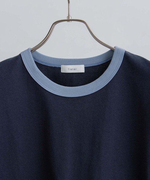 flaner（フラネ）の「Loose ringer tee / ルーズリンガーTシャツ（Tシャツ/カットソー・レディース・ネイビー/アッシュグレー・MEDIUM/LARGE）」の20枚目の写真