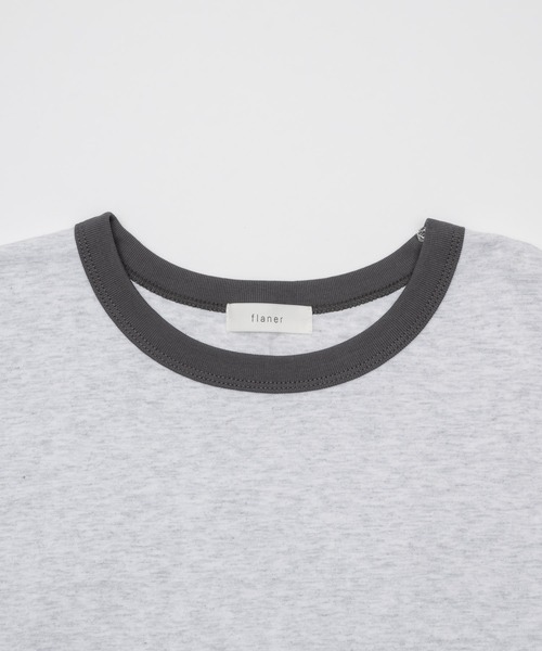 flaner（フラネ）の「Loose ringer tee / ルーズリンガーTシャツ（Tシャツ/カットソー・レディース・ネイビー/アッシュグレー・MEDIUM/LARGE）」の10枚目の写真
