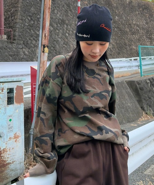 RODEO CROWNS WIDE BOWL(ロデオクラウンズワイドボウル)の「SHARE パターンワッフルトップス(Tシャツ/カットソー・レディース・ベージュ系その他/ブラック系その他/グリーン系その他2・LARGE/MEDIUM)」の3枚目の写真