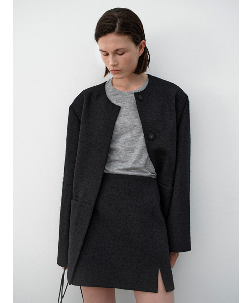 ATELIER NAIN（アトリエナイン）の「ROUND NECK OVERFIT SET-UP TWEED JACKET(JK-3041)（その他アウター・レディース・ブラック・FREE）」の2枚目の写真