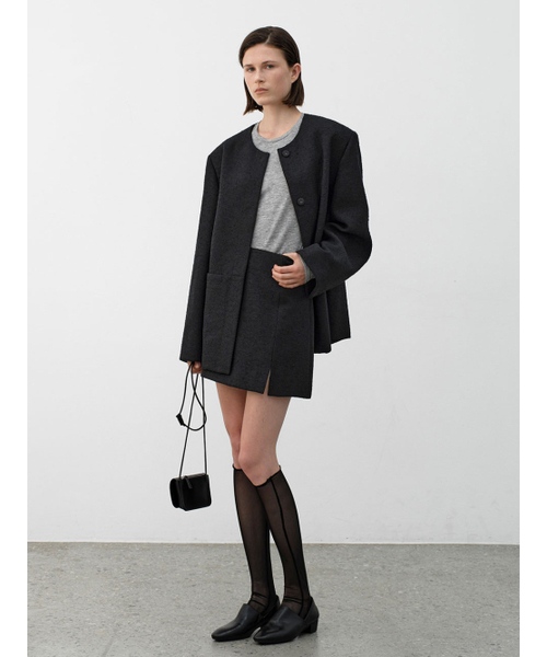 ATELIER NAIN（アトリエナイン）の「ROUND NECK OVERFIT SET-UP TWEED JACKET(JK-3041)（その他アウター・レディース・ブラック・FREE）」の3枚目の写真