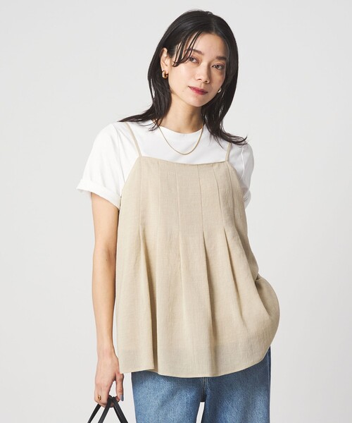 green label relaxing(グリーンレーベルリラクシング)の「シアーエア キャミソール マシンウォッシャブル(キャミソール・レディース・ブラック/ダークブラウン/ベージュ・FREE)」の1枚目の写真