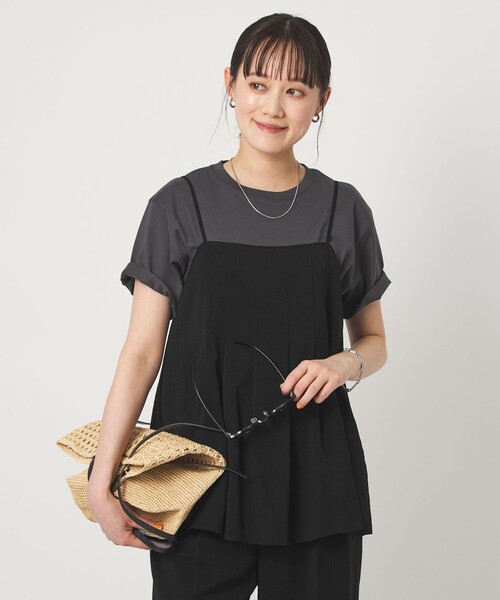 green label relaxing(グリーンレーベルリラクシング)の「シアーエア キャミソール マシンウォッシャブル(キャミソール・レディース・ブラック/ダークブラウン/ベージュ・FREE)」の2枚目の写真