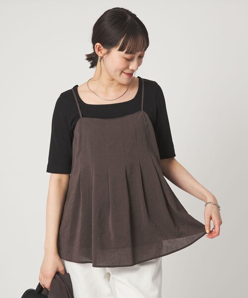 green label relaxing(グリーンレーベルリラクシング)の「シアーエア キャミソール マシンウォッシャブル(キャミソール・レディース・ブラック/ダークブラウン/ベージュ・FREE)」の14枚目の写真