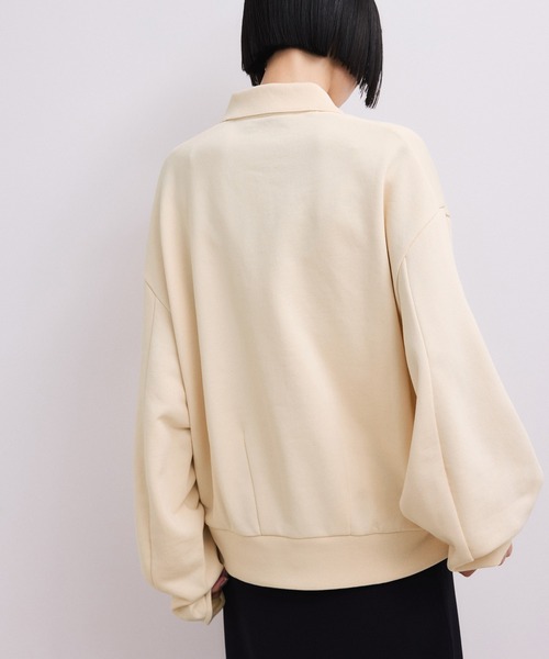 ADAM ET ROPE'（アダムエロペ）の「【WEB限定】ポロ襟フォルムプルオーバー（スウェット・レディース・オフホワイト/ネイビー/ピンク系その他2・FREE）」の7枚目の写真