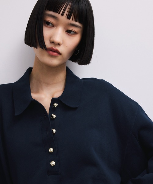 ADAM ET ROPE'（アダムエロペ）の「【WEB限定】ポロ襟フォルムプルオーバー（スウェット・レディース・オフホワイト/ネイビー/ピンク系その他2・FREE）」の10枚目の写真