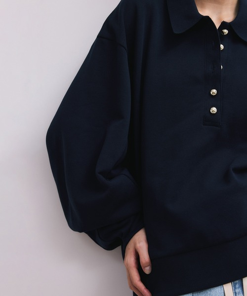 ADAM ET ROPE'（アダムエロペ）の「【WEB限定】ポロ襟フォルムプルオーバー（スウェット・レディース・オフホワイト/ネイビー/ピンク系その他2・FREE）」の14枚目の写真