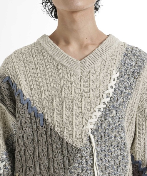 HARE(ハレ)の「ハイショクステッチVネックニット(HARE)(ニット/セーター・メンズ・ブラック/グレー・FREE)」の17枚目の写真