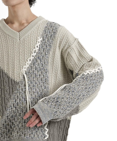 HARE(ハレ)の「ハイショクステッチVネックニット(HARE)(ニット/セーター・メンズ・ブラック/グレー・FREE)」の20枚目の写真