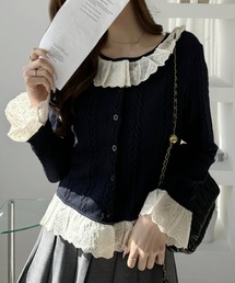 カーディガン/ボレロ（ブルー・ネイビー/青色系・レース）ファッション