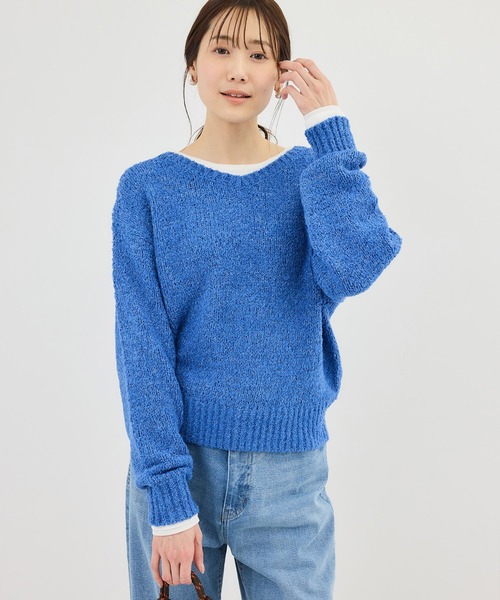 ROPE' PICNIC（ロペピクニック）の「フリンジヤーンラメニット（ニット/セーター・レディース・クリーム/ブルー系その他4/ラベンダー/キナリ・FREE）」の3枚目の写真