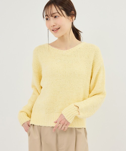 ROPE' PICNIC（ロペピクニック）の「フリンジヤーンラメニット（ニット/セーター・レディース・クリーム/ブルー系その他4/ラベンダー/キナリ・FREE）」の2枚目の写真