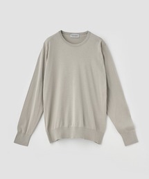 クルーネック長袖コットンニットプルオーバー
