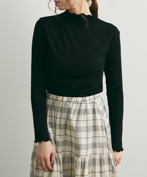 Crisp(クリスプ)の「メロウハイネックTシャツ(Tシャツ/カットソー・レディース・アイボリー/ブラック/イエロー・FREE)」の4枚目の写真