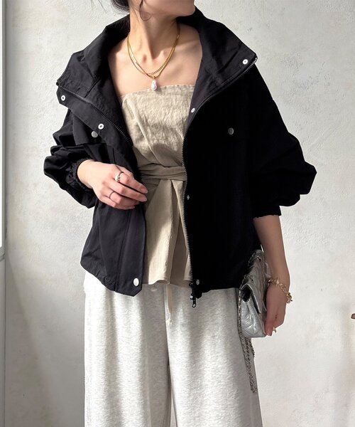 DouDou(ドゥドゥ)の「【WEB限定】ドロストボリュームスリーブブルゾン(その他アウター・レディース・ベージュ/カーキ/ブラック・FREE)」の6枚目の写真