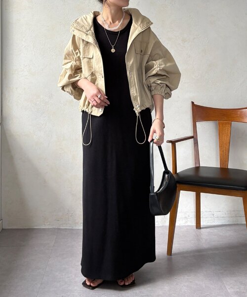 DouDou(ドゥドゥ)の「【WEB限定】ドロストボリュームスリーブブルゾン(その他アウター・レディース・ベージュ/カーキ/ブラック・FREE)」の11枚目の写真