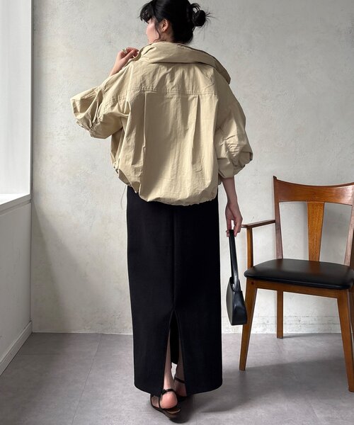 DouDou(ドゥドゥ)の「【WEB限定】ドロストボリュームスリーブブルゾン(その他アウター・レディース・ベージュ/カーキ/ブラック・FREE)」の14枚目の写真