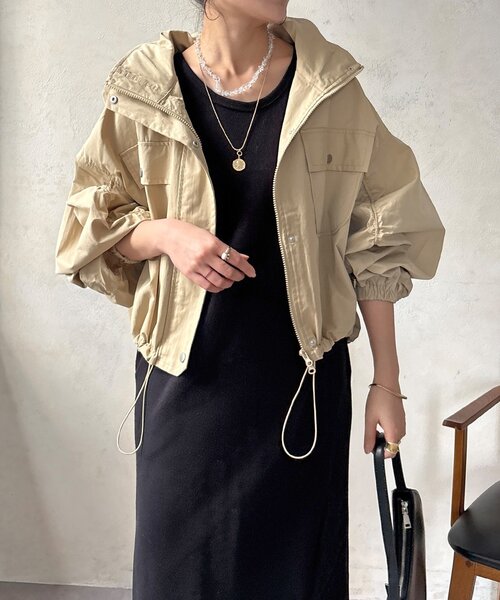 DouDou(ドゥドゥ)の「【WEB限定】ドロストボリュームスリーブブルゾン(その他アウター・レディース・ベージュ/カーキ/ブラック・FREE)」の18枚目の写真