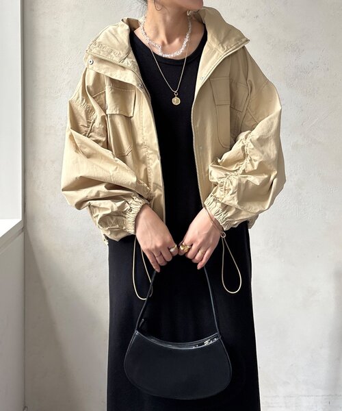 DouDou(ドゥドゥ)の「【WEB限定】ドロストボリュームスリーブブルゾン(その他アウター・レディース・ベージュ/カーキ/ブラック・FREE)」の21枚目の写真