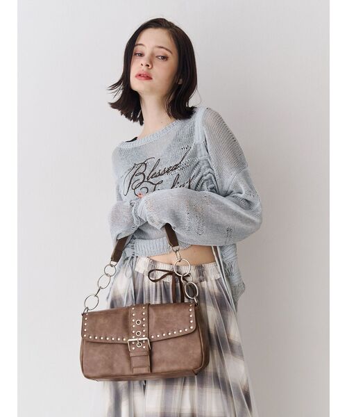 jouetie（ジュエティ）の「シアーギャザーロゴニット（ニット/セーター・レディース・ブルー/オフホワイト/ブラック・MEDIUM）」の6枚目の写真