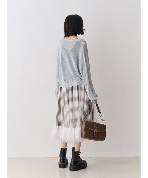 jouetie（ジュエティ）の「シアーギャザーロゴニット（ニット/セーター・レディース・ブルー/オフホワイト/ブラック・MEDIUM）」の9枚目の写真