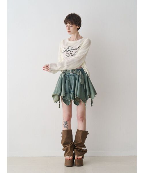 jouetie（ジュエティ）の「シアーギャザーロゴニット（ニット/セーター・レディース・ブルー/オフホワイト/ブラック・MEDIUM）」の21枚目の写真