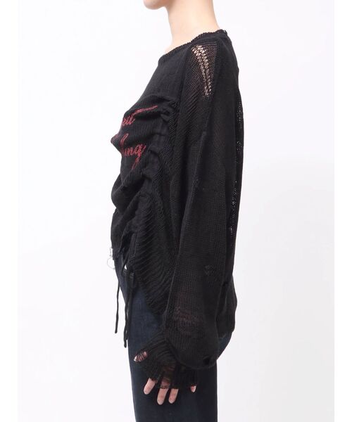 jouetie(ジュエティ)の「シアーギャザーロゴニット 春服 春ニット(ニット/セーター・レディース・ブルー/オフホワイト/ブラック・MEDIUM)」の14枚目の写真