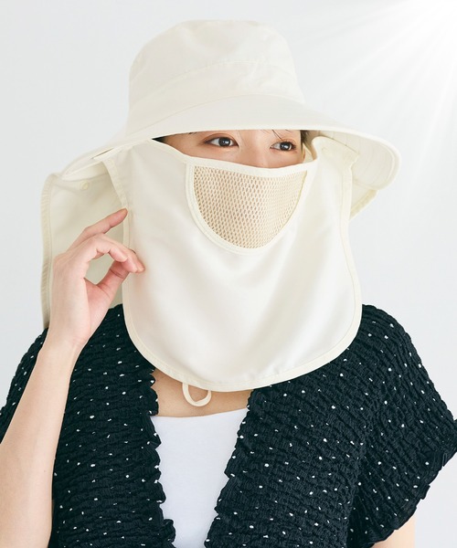 coca（coca）（コカ）の「撥水UV日除けハット（ハット・レディース・アイボリー/ブラック・ONE SIZE）」の2枚目の写真
