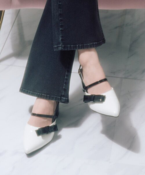 OLIVE des OLIVE(オリーブデオリーブ)の「【Belle Charme】Elegant Ribbon Mules(ドレスシューズ・レディース・レッド/オフホワイト/ブラック・SMALL/MEDIUM/LARGE)」の7枚目の写真