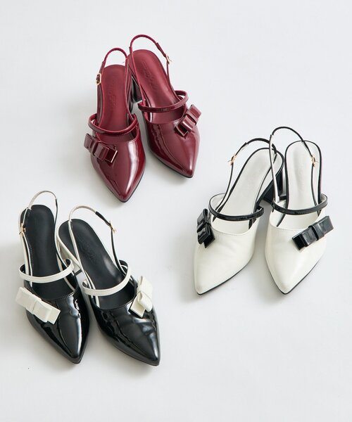 OLIVE des OLIVE（オリーブデオリーブ）の「【Belle Charme】Elegant Ribbon Mules（ドレスシューズ・レディース・レッド/オフホワイト/ブラック・SMALL/MEDIUM/LARGE）」の9枚目の写真