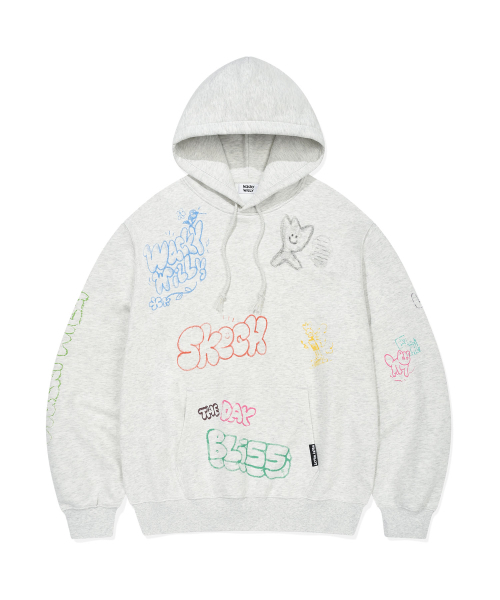 Wacky WiLLy(ワッキーウィリー)の「ドローインググラフィックフードスウェットライトグレー(パーカー・レディース・その他・SMALL/MEDIUM/LARGE/X-LARGE)」の2枚目の写真