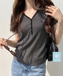 U.S. POLO ASSN.（ユーエスポロアッスン）の「GeeRA別注【U.S. POLO ASSN.】細見え!接触冷感Vネックヘンリーリブカットソー（Tシャツ/カットソー）」