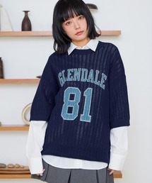 《UNISEX》カレッジメッシュニットT