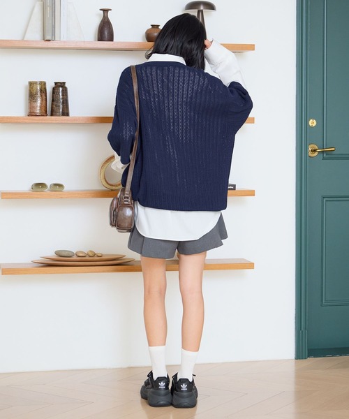 PBLIM(ページボーイリム)の「《UNISEX》カレッジメッシュニットT(Tシャツ/カットソー・レディース・アイボリー/グレー/ネイビー・FREE)」の6枚目の写真