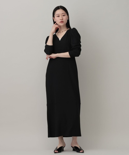 A part by（アパートバイ）の「テクスチャーパフVワンピース（ワンピース・レディース・ブラック/アイボリー/グリーン系その他3・FREE）」の3枚目の写真