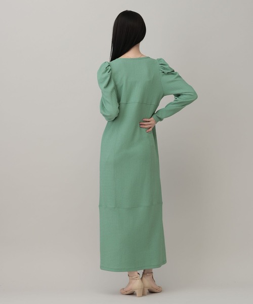 A part by（アパートバイ）の「テクスチャーパフVワンピース（ワンピース・レディース・ブラック/アイボリー/グリーン系その他3・FREE）」の12枚目の写真