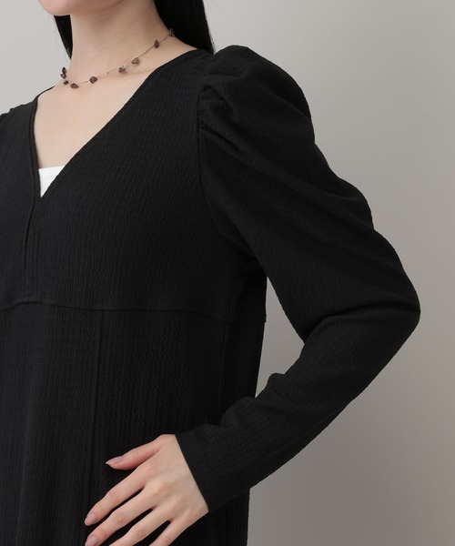 A part by（アパートバイ）の「テクスチャーパフVワンピース（ワンピース・レディース・ブラック/アイボリー/グリーン系その他3・FREE）」の17枚目の写真