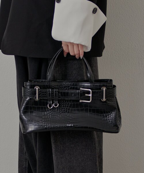 mline（エムライン）の「[mline] loti クロコワイド ボストンバッグ（ボストンバッグ・レディース・ブラック/ボルドー・ONE SIZE）」の7枚目の写真
