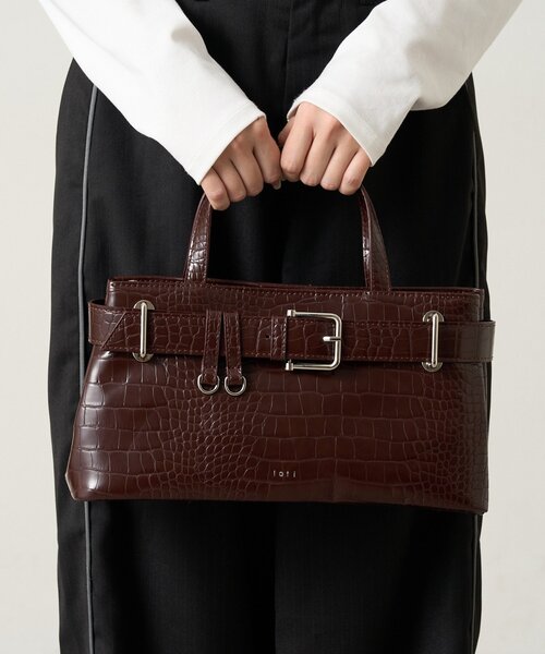mline（エムライン）の「[mline] loti クロコワイド ボストンバッグ（ボストンバッグ・レディース・ブラック/ボルドー・ONE SIZE）」の6枚目の写真