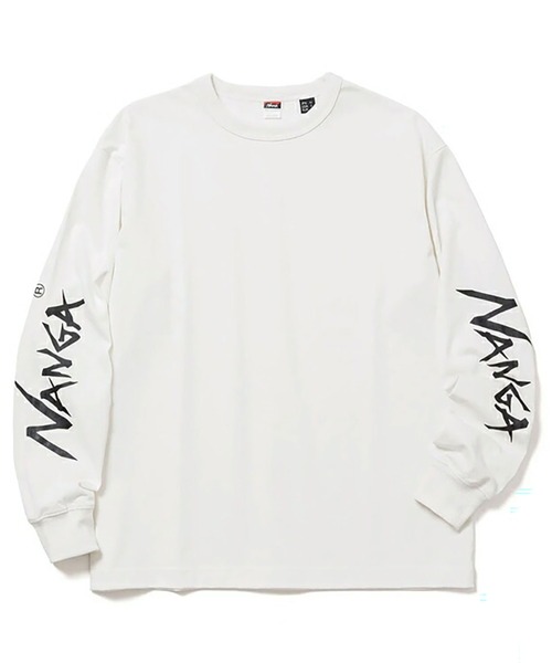 NANGA(ナンガ)の「NANGA ECO HYBRID SLV LOGO L/S TEE(Tシャツ/カットソー・メンズ・ホワイト/ブラック・XL/L/M)」の1枚目の写真
