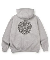 71TO96（チル ハナ トゥ グユク）の「(裏起毛) ヴィンテージドラゴンフードパーカージップアップ (グレー)（パーカー）」