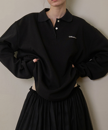 WITHOUT SUMMER（ウィズアウトサマ）の「ロゴピケTシャツ_ブラック（ポロシャツ）」