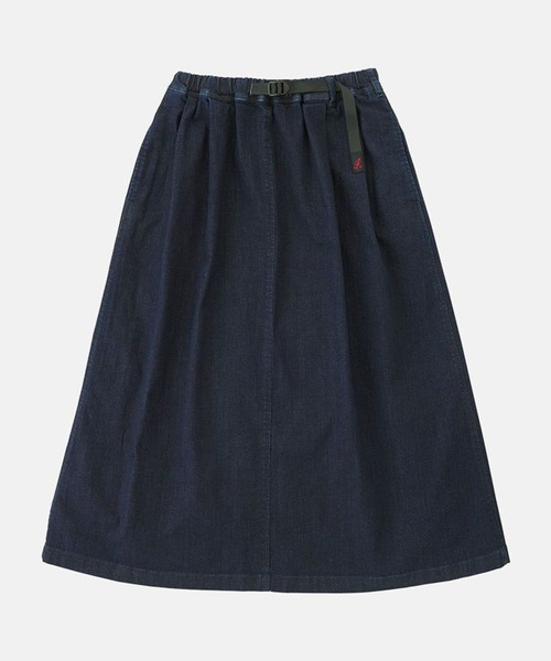 Gramicci（グラミチ）の「Gramicci/グラミチ STRETCH DENIM LONG FLARE SKIRT ストレッチ デニム ロング フレア スカート バックスリット ベルト内蔵 2026年 夏 夏服 秋服（デニムスカート・レディース・ブルー/ワンウォッシュ/ダークブルー・M/S/L）」の11枚目の写真