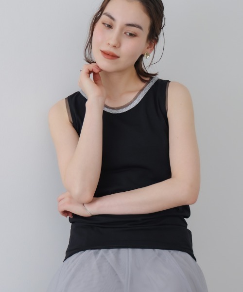 Bou Jeloud(ブージュルード)の「アビガイルチュールタンク(タンクトップ・レディース・ブラック/ブルー/グレー/オフホワイト・FREE)」の16枚目の写真