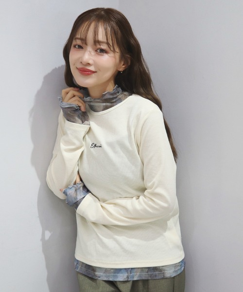 CECIL McBEE(セシルマクビー)の「ドッキングデザインプチハイネックプルオーバー(Tシャツ/カットソー・レディース・チャコールグレー/アイボリー/ブラック・LARGE/MEDIUM)」の8枚目の写真