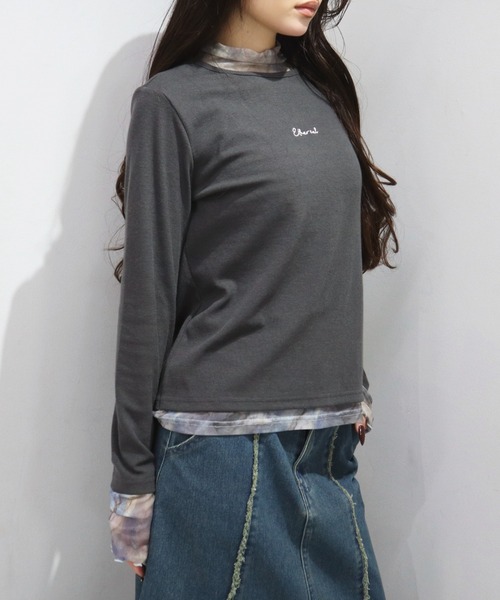 CECIL McBEE(セシルマクビー)の「ドッキングデザインプチハイネックプルオーバー(Tシャツ/カットソー・レディース・チャコールグレー/アイボリー/ブラック・LARGE/MEDIUM)」の7枚目の写真